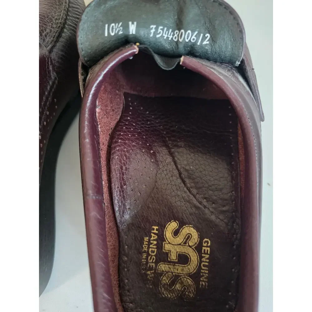 SAS Mens Alamo Penny Loafers Burgandy Red Sz 10.5 Wide